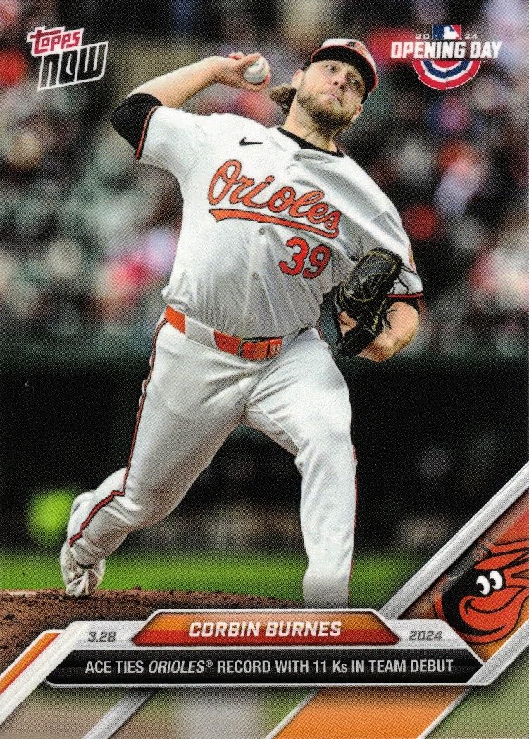 Amazon.com: 2024 Topps Now #7 Corbin Burnes Baseball Card Orioles